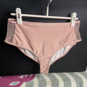 Ballet Pink Nude Bikini Bottom Dance Briefs Criss Cross Mesh Sides High Waist